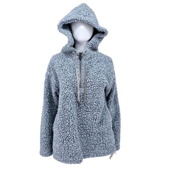 dylan Sherpa Half Zip Pullover Jacket Blue Oversized XS - Picture 1 of 6